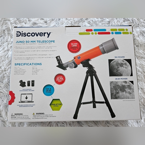 NEW IN BOX DISCOVERY JUNO 50 MM TELESCOPE Tabletop Refractor Telescope Set - Picture 3 of 8